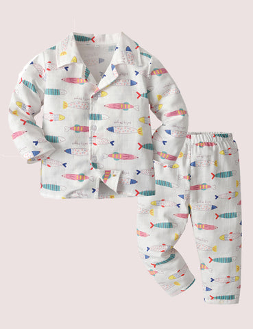 Cartoon Full Print Pajamas Suit