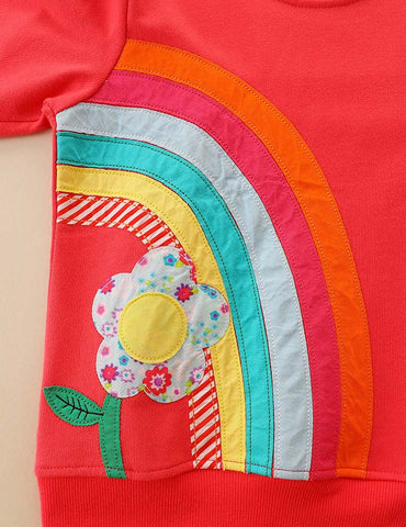 Rainbow Flower Appliqué Sweatshirt