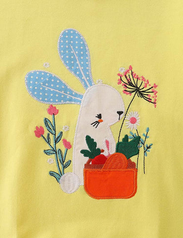 Shy Rabbit Appliqué Carrot Embroidered Sweatshirt