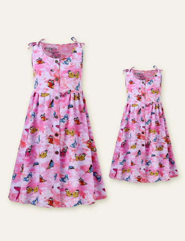 Butterfly Printed Family Matching Dress