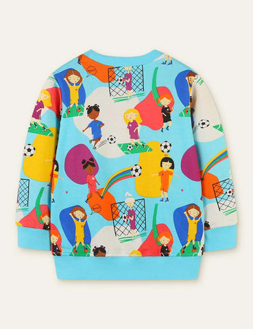 School Football Playground Printed Sweatshirt