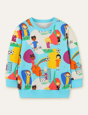 School Football Playground Printed Sweatshirt