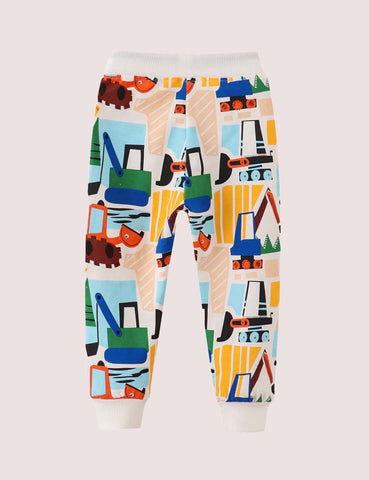 Cartoon Full Printed Excavator Pants