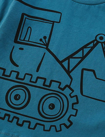 Excavator Printed Long-Sleeved T-shirt