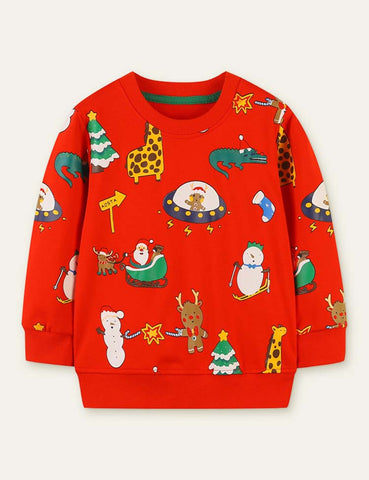 Christmas Snowman Animal Printed Sweatshirt