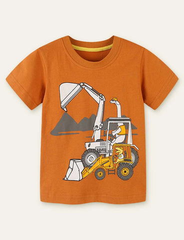 Dinosaur Tractor Printed T-shirt