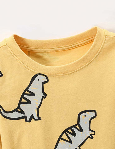 Cute Dinosaur Printed Long-Sleeved T-shirt