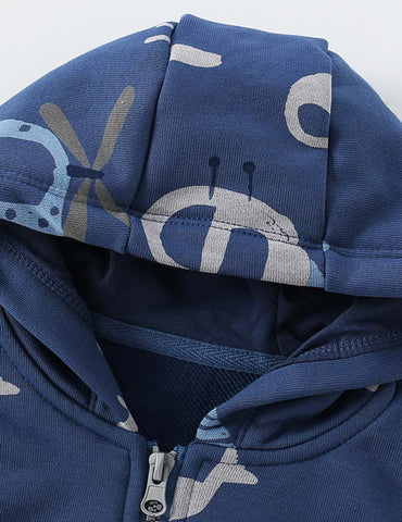 Aircraft Printed Hooded Jacket