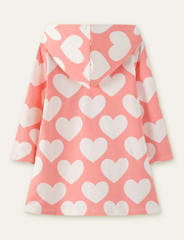 Love Printed Hooded Dress