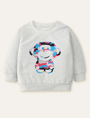 Camouflage Monkey Printed Sweatshirt