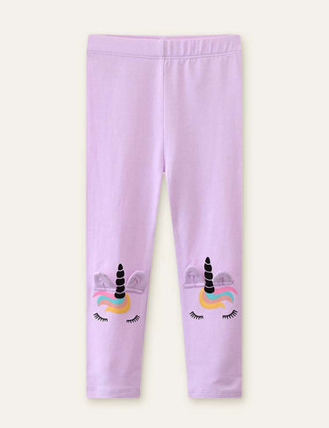 Unicorn Printed Appliqué Leggings