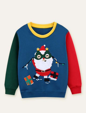 Santa Claus  Appliqué Embroidered Sweatshirt