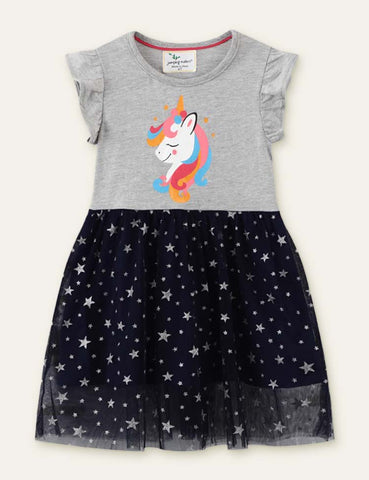 Unicorn Printed Mesh Dress