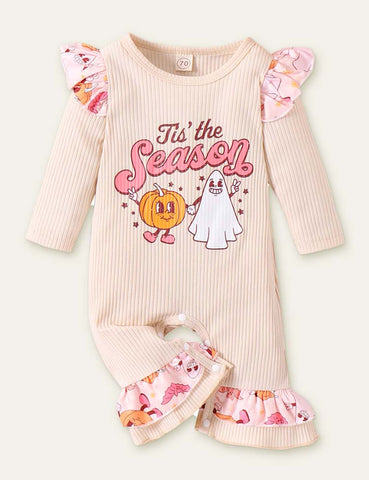 Halloween Pumpkin Cute Ghost Printed One-Piece Romper