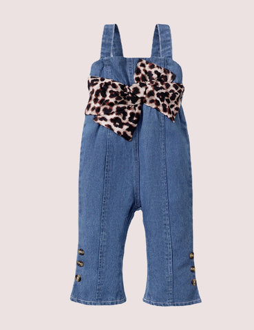 Leopard Print Denim Jumpsuit