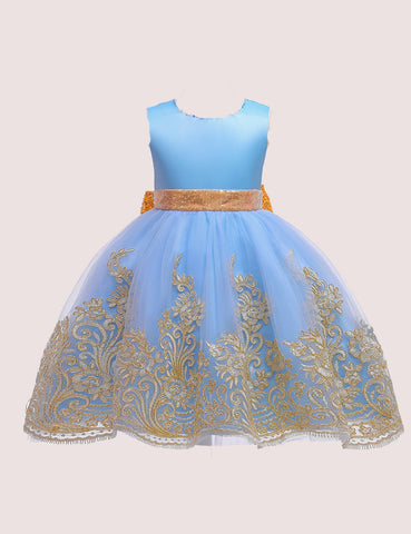 Princess Gold Lace Party Dress