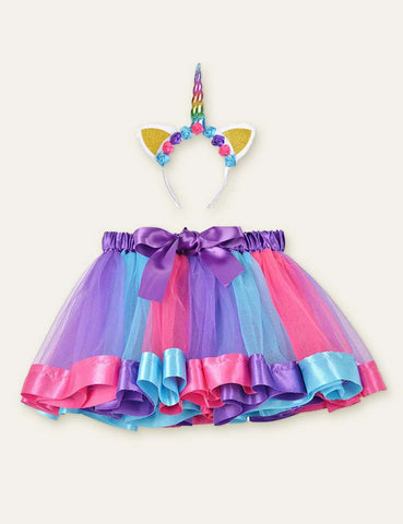 Unicorn Hair Accessories + Bow Mesh Skirt