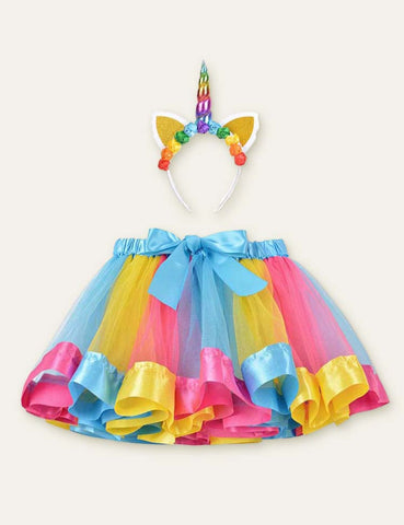 Unicorn Hair Accessories + Bow Mesh Skirt