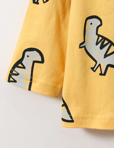 Cute Dinosaur Printed Long-Sleeved T-shirt