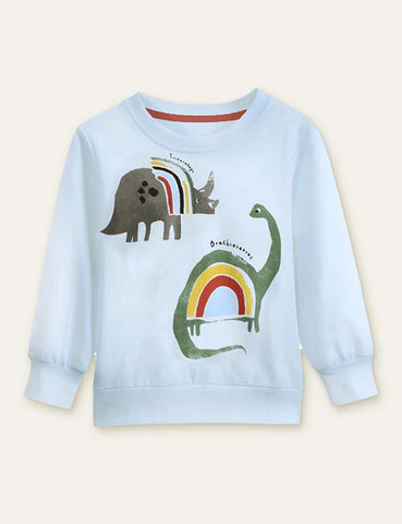 Rainbow Dinosaur Printed Sweatshirt