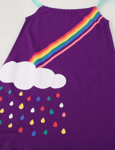 Toddler Girl Rainbow Clouds Printed Sleeveless Slip Dress