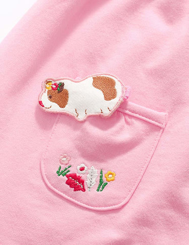 Guinea Pig  Flower Embroidered Strap Dress + Long Sleeve T-shirt