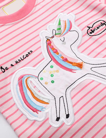 Rainbow Unicorn Striped T-shirt