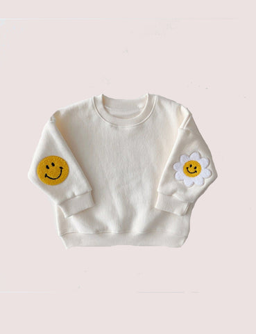 Smile Face Appliqué Sweartshirt