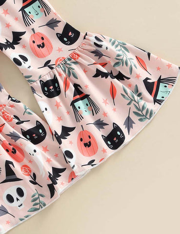 Halloween Cute Pumpkin Printed Long-Sleeve Set