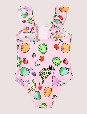 Full Printed Cartoon Fruit Swimsuit