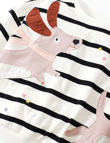 Puppy Appliqué Sweatshirt + Polka Dot Pants