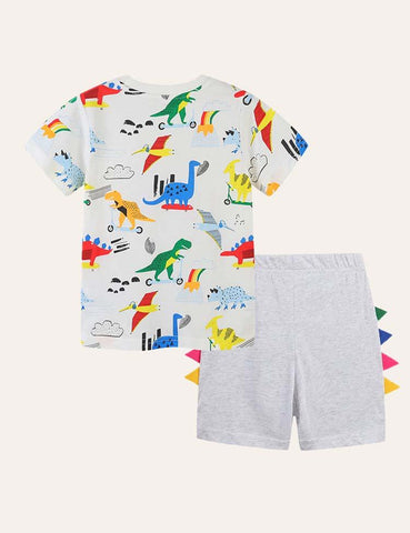 Rainbow Dinosaur T-shirt Set - CCMOM