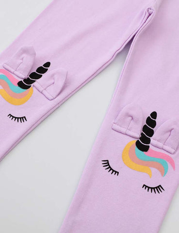 Unicorn Printed Appliqué Leggings