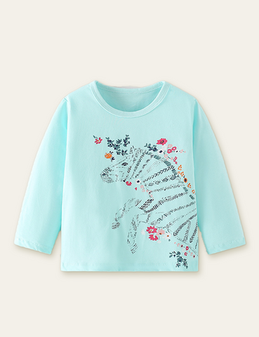 Floral Zebra Printed Long Sleeve T-shirt