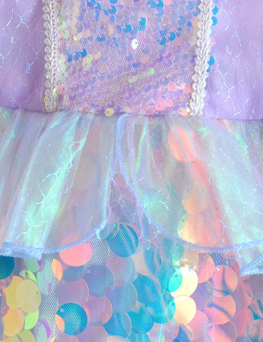 Toddler & Kid Girl Sequins Design Mermaid Fluttler-sleeve Party Dress