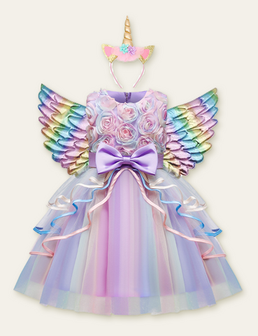 Rose Dream Mesh Party Dress + Unicorn Wings