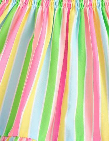 Striped Color Suspender Dress