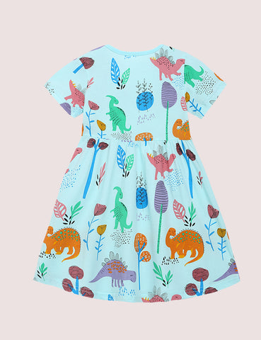 Printed Knitted Short-Sleeved Dress