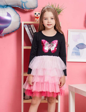 Sequined Butterfly Mesh Party Dress