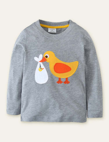 Little Duck Appliqué Long Sleeve T-shirt