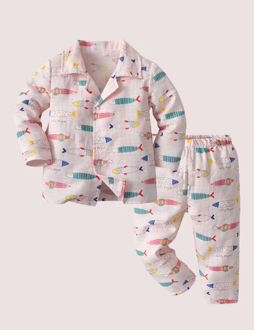 Cartoon Full Print Pajamas Suit