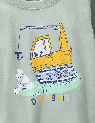 Excavator Printed Long-Sleeved T-shirt