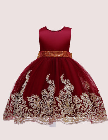 Princess Gold Lace Party Dress