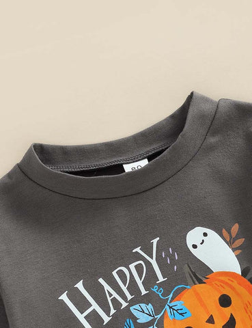 Halloween Cute Pumpkin Printed Long-Sleeve Set