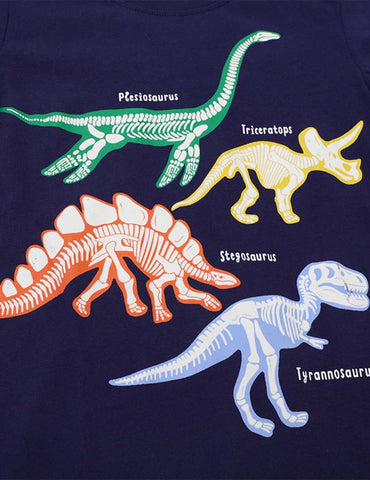 Glowing Dinosaur Printed Long-Sleeved T-shirt