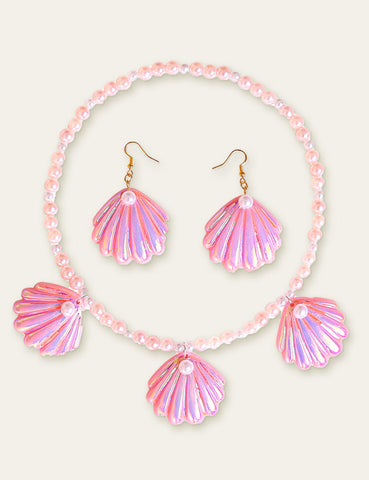 Shell Mermaid Necklace and Earrings Set