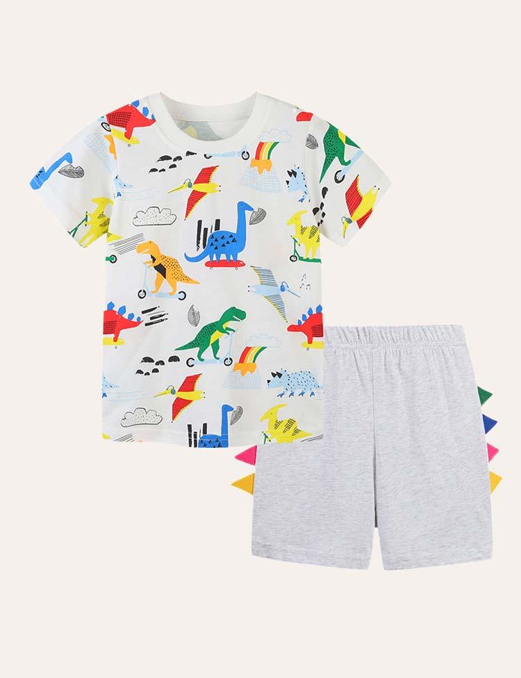 Rainbow Dinosaur T-shirt Set - CCMOM