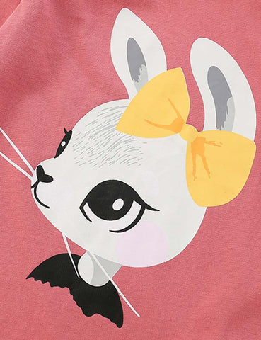 Bow Rabbit Printed Long-Sleeved T-shirt