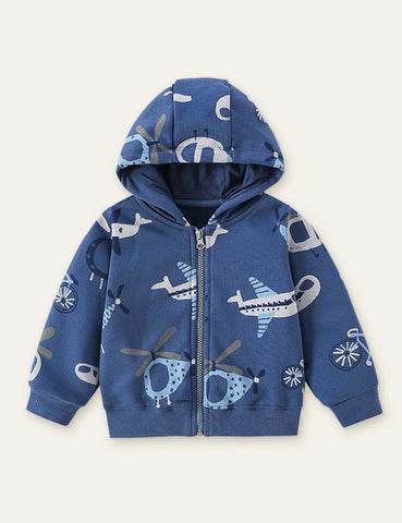 Aircraft Printed Hooded Jacket