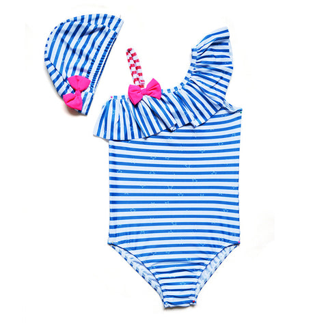 Striped Cute One Shoulder Swimsuit